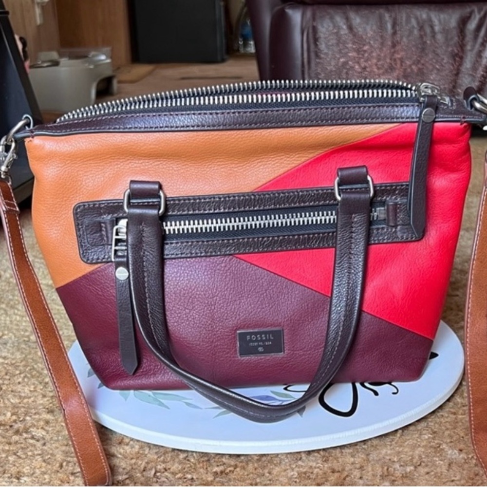 Fossil Tri-Tone Shoulder Bag - Red, Orange, Brown